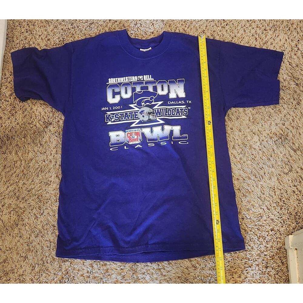 Clean Vintage Kansas State Wildcats Shirt Mens Large Football Cotton Bowl 2001